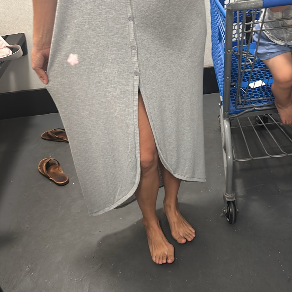 Gray Button-Down Maxi Dress - image 3